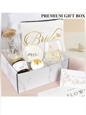 Bride Wine Glass Bath Bomb Makeup Bag Candle Trinket Tray Gift Box